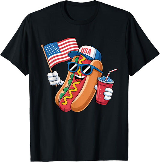 Just Here For The Wieners Funny Hot Dog 4th Of July American T-Shirt