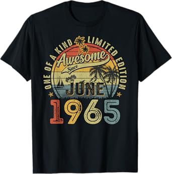 60 Years Old Retro June 1965 Vintage 60th Birthday Men Women T-Shirt