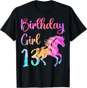 13th Birthday Horse 13 Year Old Girl Birthday Horse Lovers T-Shirt