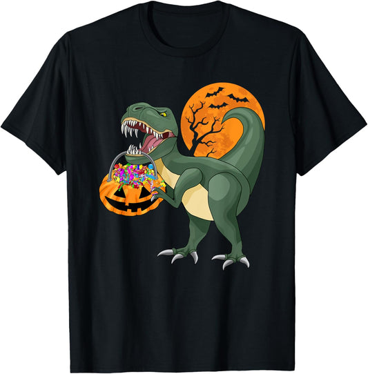 Funny Halloween Dinosaur Pumpkin Scary T Rex Boy Kid Dino T-Shirt