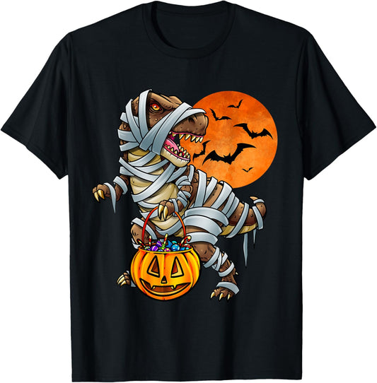 Dinosaur Mummy Halloween Kids Boys Girls T-Shirt