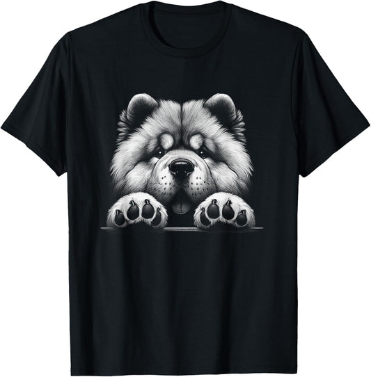 Chow Chow Dog Peeking Art Design T-Shirt