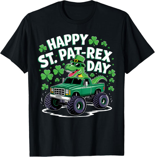 Happy St Pat-Rex Patricks Day Dinosaur Monster Truck Boys T-Shirt