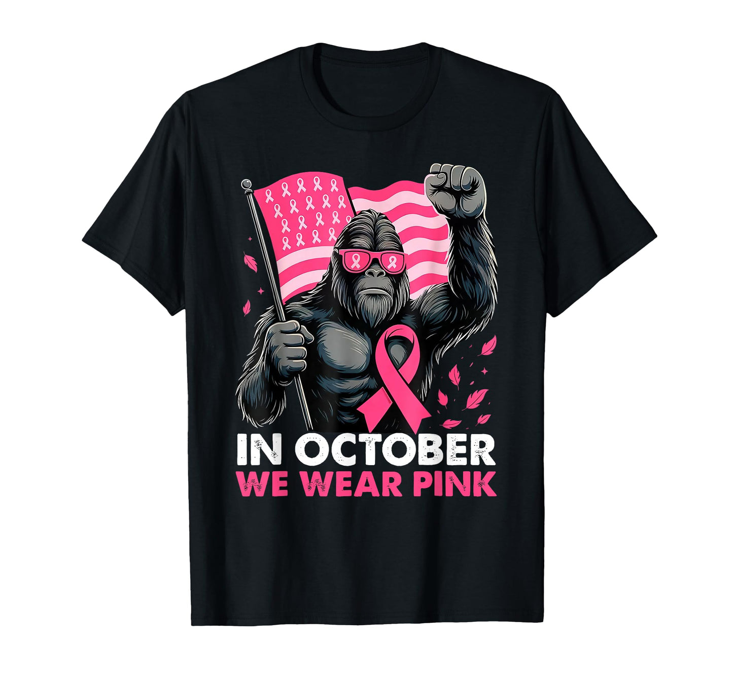 Bigfoot Breast Cancer Awareness Month Pink Ribbon Women Men T-Shirt