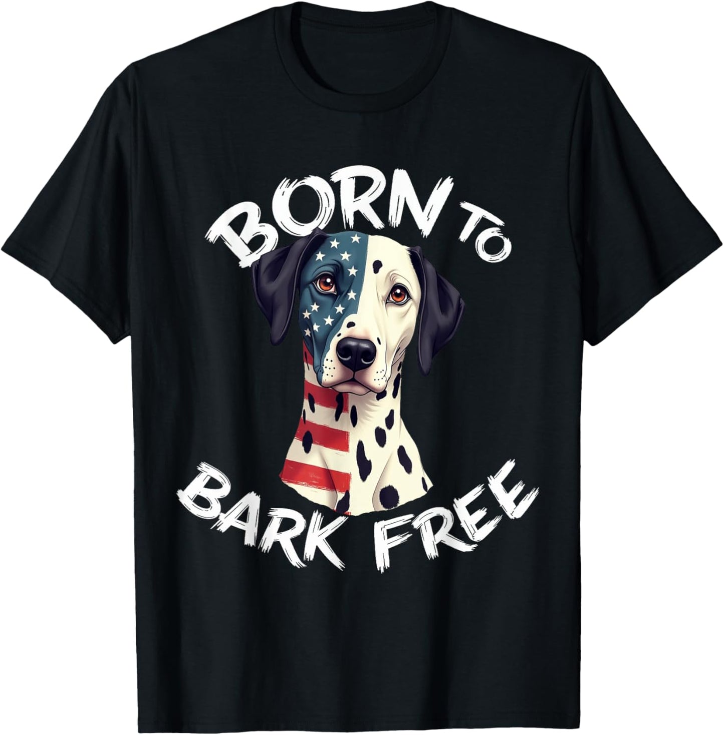 Funny Dalmatian Dog Vintage Carriage Dog American Flag T-Shirt