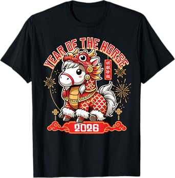 Cute Happy Chinese Lunar New Year of The Horse 2026 Youth T-Shirt