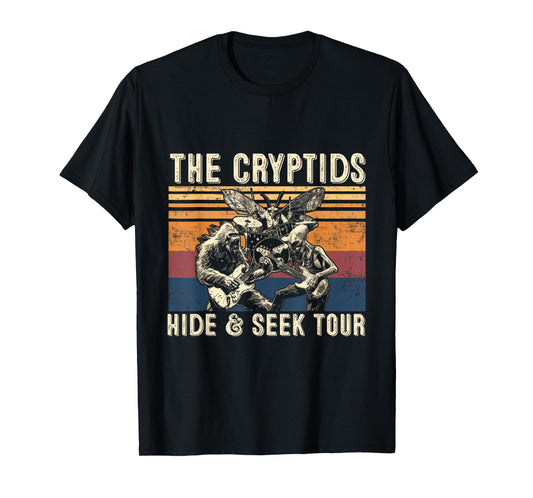 The Cryptids Hide & Seek Tour CryptidBigfoot Mothman UFO T-Shirt
