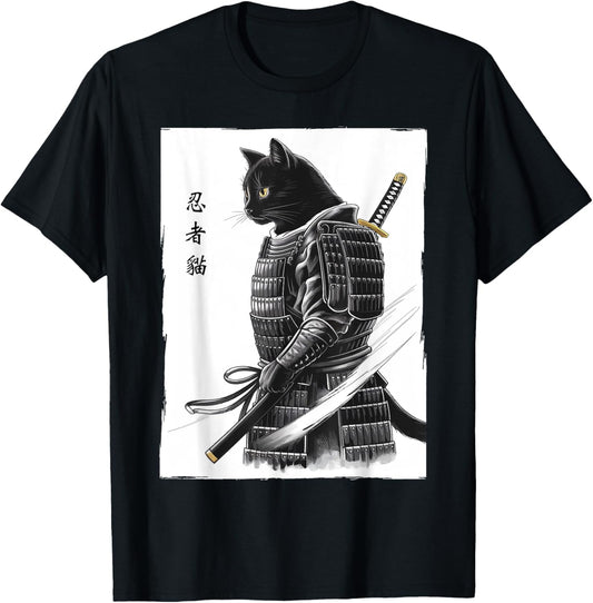 Japanese Samurai Cat Kawaii Ninja Cats Gifts Men Women Kids T-Shirt