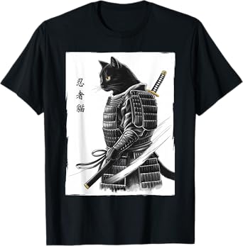 Japanese Samurai Cat Kawaii Ninja Cats Gifts Men Women Kids T-Shirt