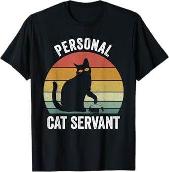 Retro Cat Shirt Black Cat Personal Cat Servant Cat Lover T-Shirt
