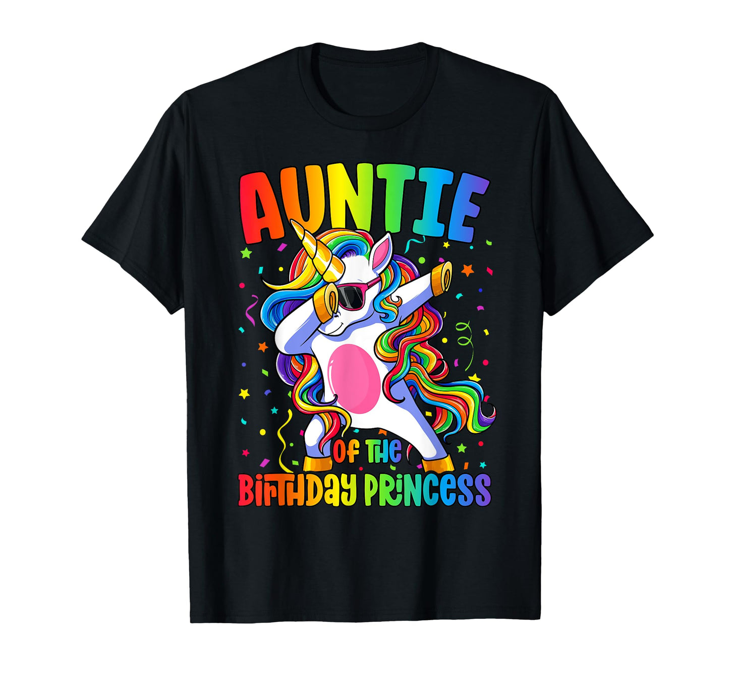 Auntie of the Birthday Princess Girl Dabbing Unicorn T-Shirt