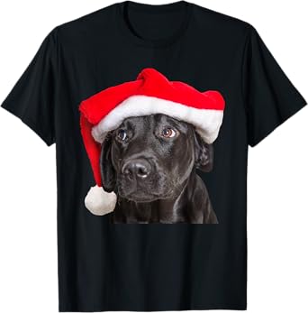 Cute Black Lab Santa Hat Christmas Dog Labrador Retriever T-Shirt for Men Women Kids