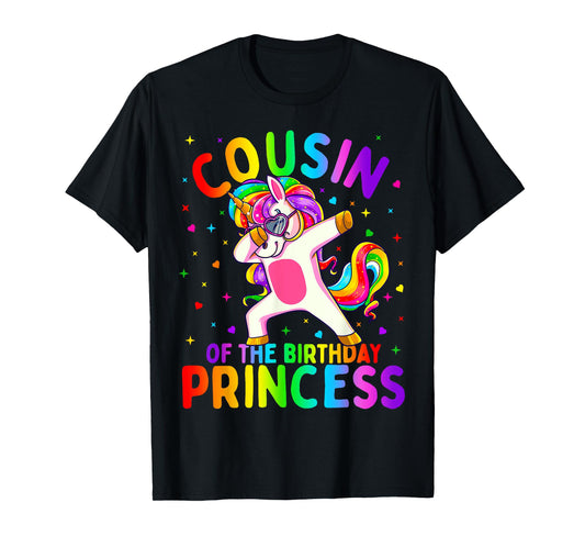 Cousin of the Birthday Princess Girl Dabbing Unicorn T-Shirt