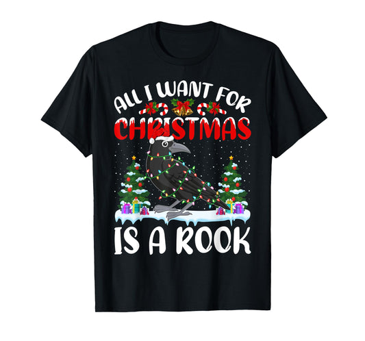 Funny Santa Hat All I Want For Christmas Is A Rook Bird T-Shirt