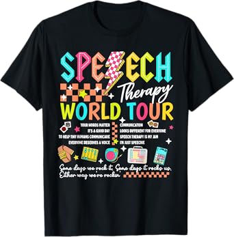 Speech Therapy World Tour Retro Lightning SLP Pathologist T-Shirt