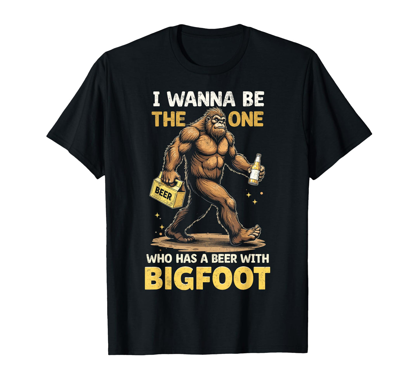Funny Beer With Bigfoot Sasquatch Beer Lover Drinking Party T-Shirt