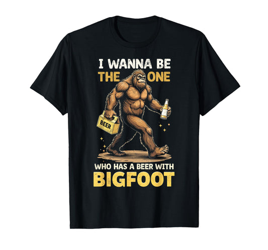 Funny Beer With Bigfoot Sasquatch Beer Lover Drinking Party T-Shirt