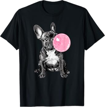 Vintage French bulldog Blowing Bubble Dog Dad Mom Owner Men Women T-Shirt