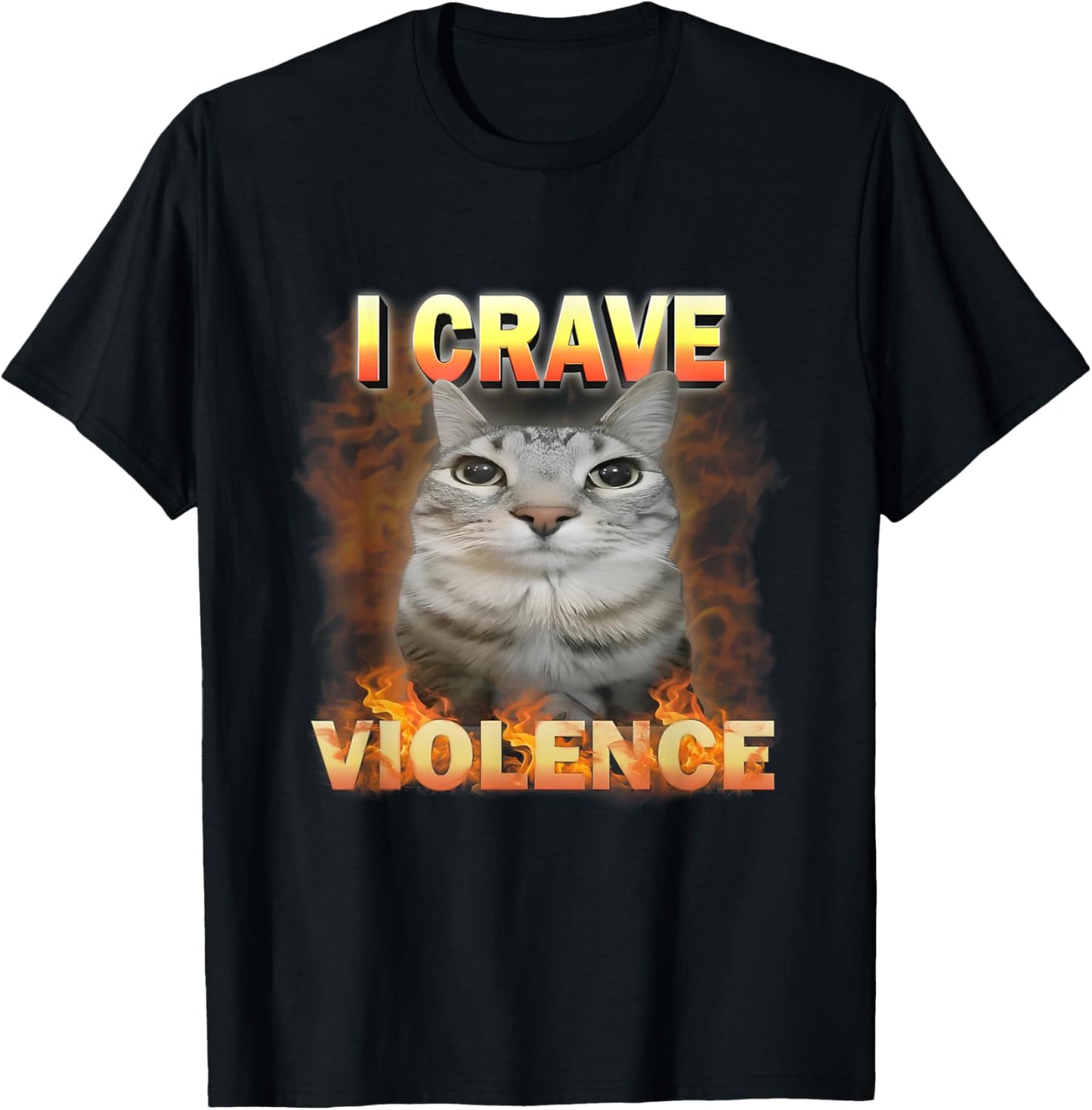 I Crave Violence Funny Cat Meme Silly Cats Cat Lover Cat Mom T-Shirt