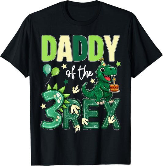 Daddy Of The Three Rex Birthday Dinosaur 3 Rex Youth Boy Kid T-Shirt