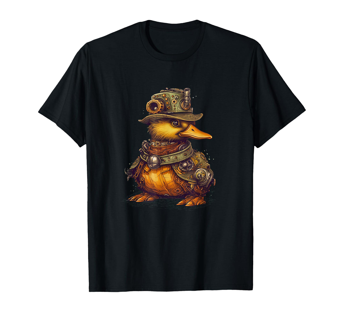 Duck in steampunk mechanical gear, vibrant bird T-Shirt