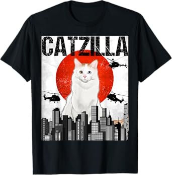 Funny Vintage Japanese Catzilla Turkish Van Cat Men Women Kids T-Shirt