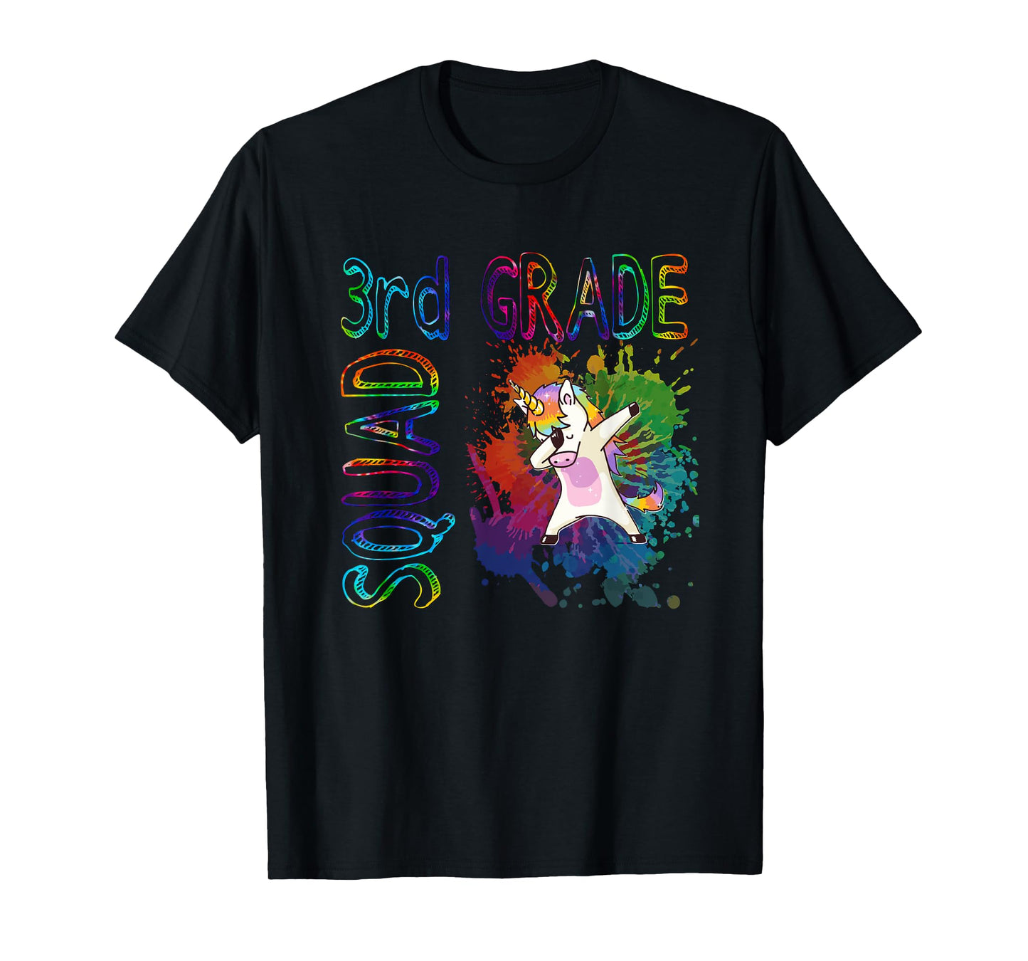 3rd Grade Squad Third Grade Dabbing Unicorn Tie Dye Design T-Shirt