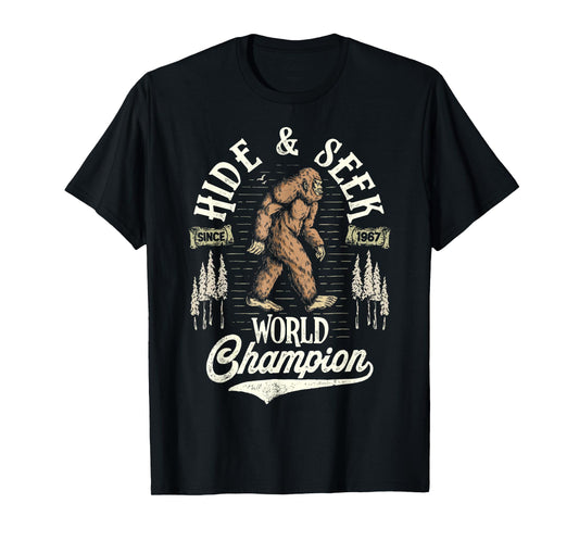 Bigfoot Hide And Seek World Champion Sasquatch Retro Vintage T-Shirt