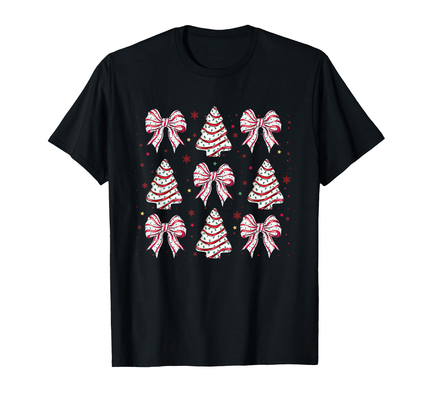 Merry Christmas Xmas Family Matching Apparel Coquette Christmas Tree Cake Bow Girly Unisex-Kids T-Shirt Black Small