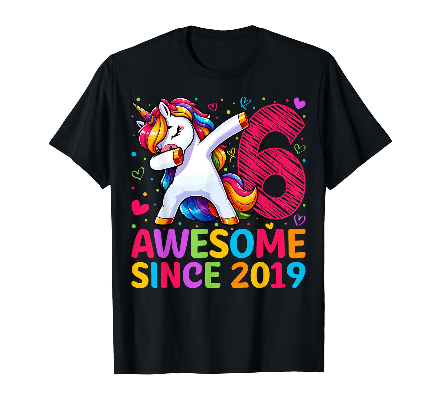 6 Year Old Unicorn Dabbing 6th Birthday Girl Party T-Shirt