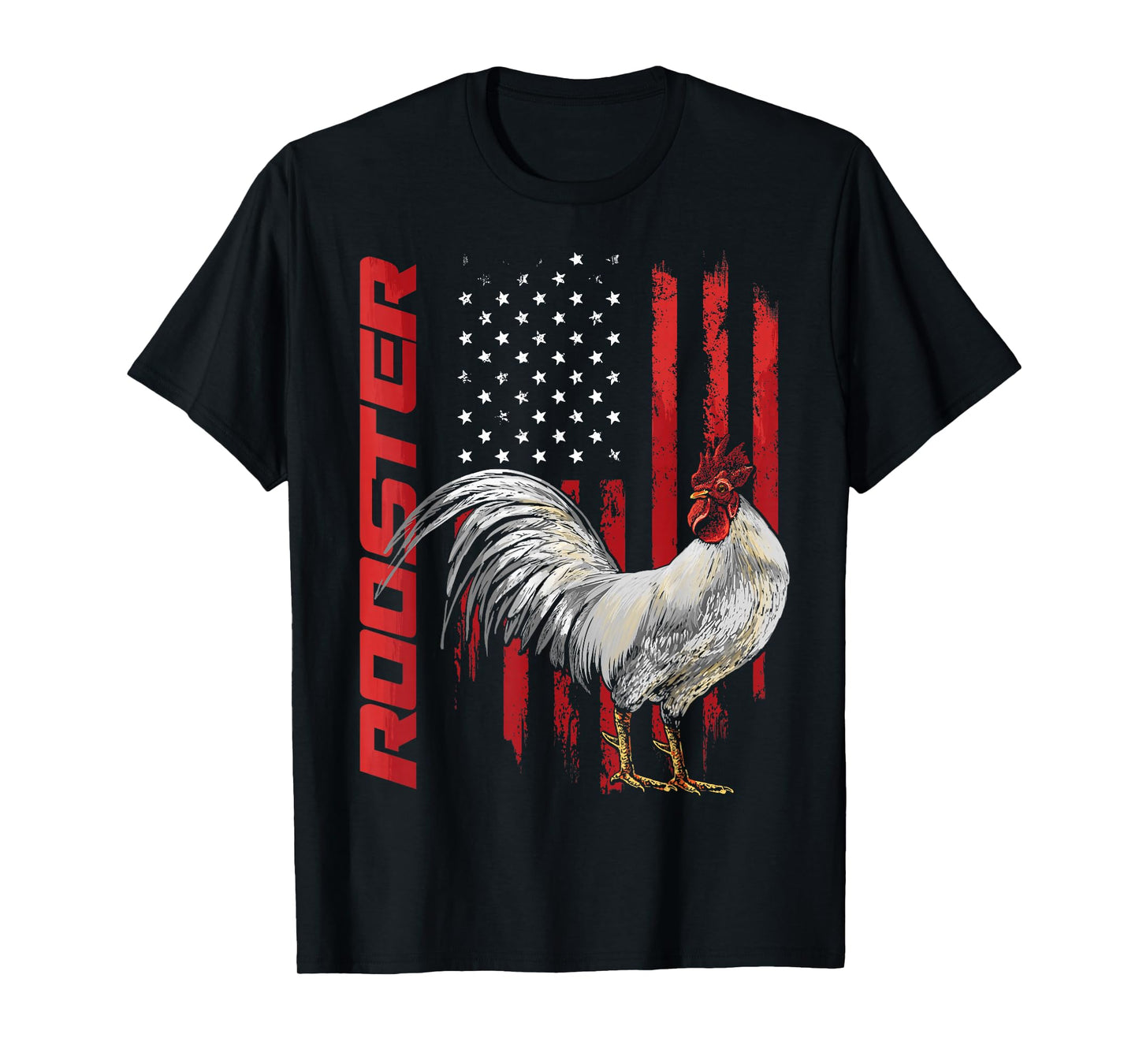 Rooster Chicken American Flag USA Fighting Cock T-Shirt
