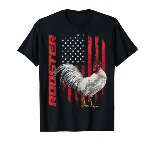 Rooster Chicken American Flag USA Fighting Cock T-Shirt