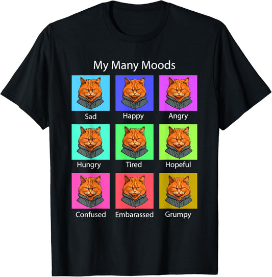 My Many Moods Funny Cat Grumpy Face - Kitten Cat Lover T-Shirt