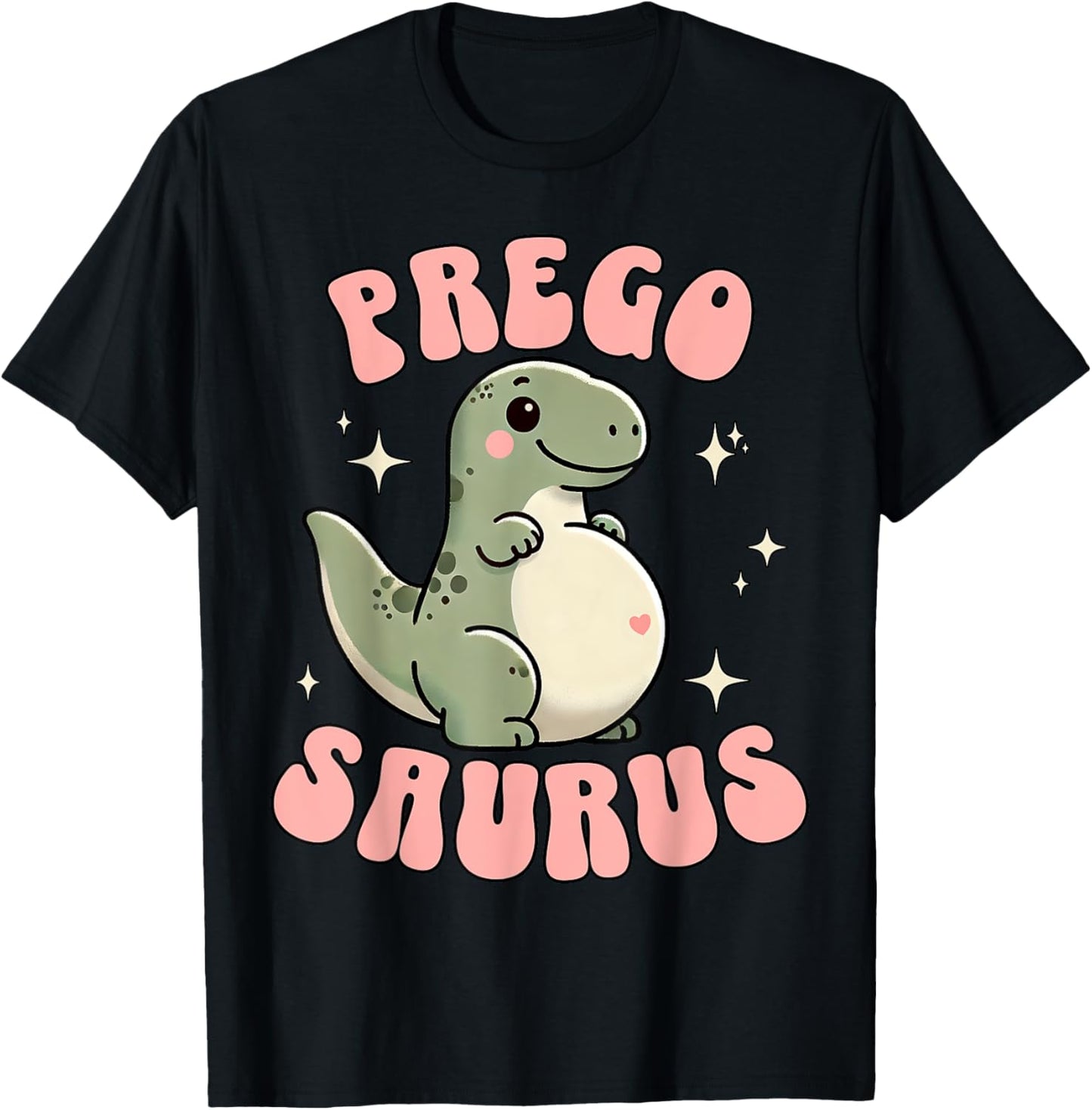 Funny Pregnant Mom Expecting Mama To Be Tees Pregosaurus Cute Retro Mommy Dinosaur Pregnancy Announcement T-Shirt, Small, Black