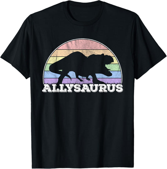 Allysaurus - T-Rex Dinosaur Rainbow Flag LGBT Pride Ally T-Shirt