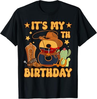 It's My 8th Birthday Cowboy Rodeo Horse 8 Year Old Bday Boy T-Shirt