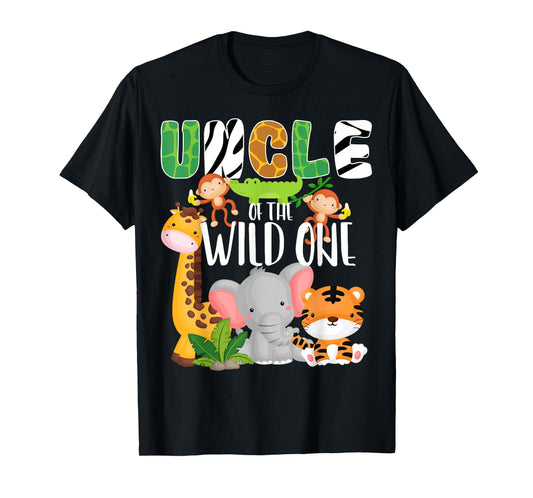 Uncle of the Wild One Zoo Theme Birthday Safari Animals T-Shirt
