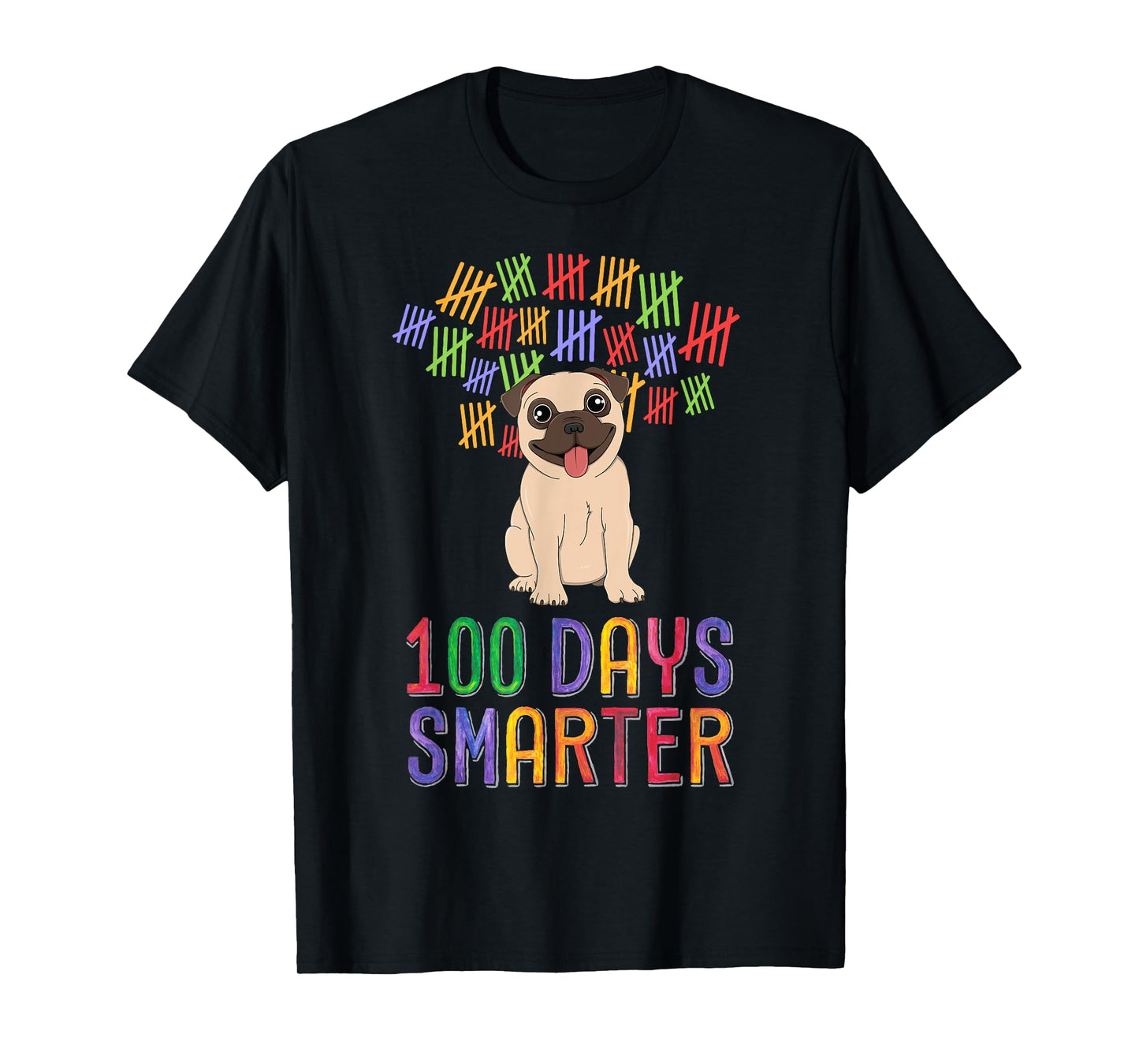100 Days Smarter 100th Day of School Outfit Dog Lover Pug T-Shirt