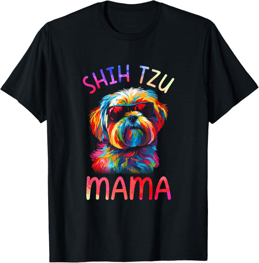 Shih Tzu Mom Mama Pop Art Shih Tzu Lovers T-Shirt