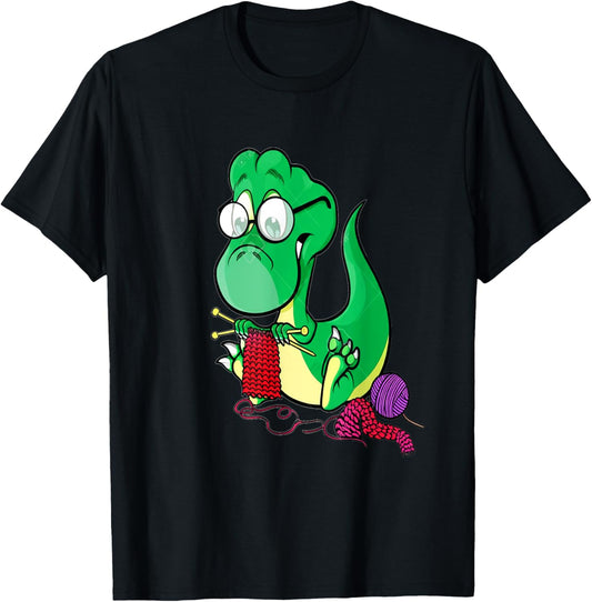 Knitting T-Rex Dinosaur - Funny Crochet Yarn Knitter T-Shirt
