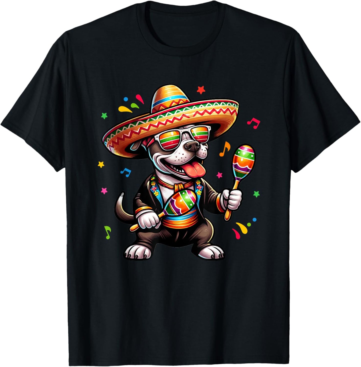 Cinco De Mayo Mexico Mexican Pitbull Maracas Fiesta Party T-Shirt