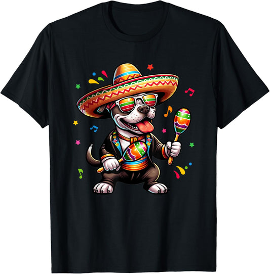 Cinco De Mayo Mexico Mexican Pitbull Maracas Fiesta Party T-Shirt