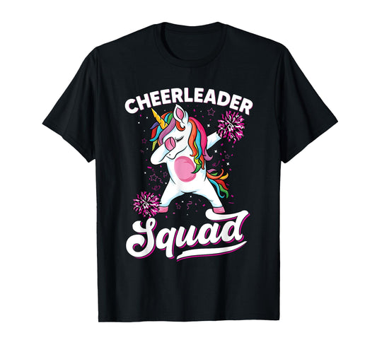 Magical cute dabbing unicorn cheerleader Funny Cheerleading T-Shirt
