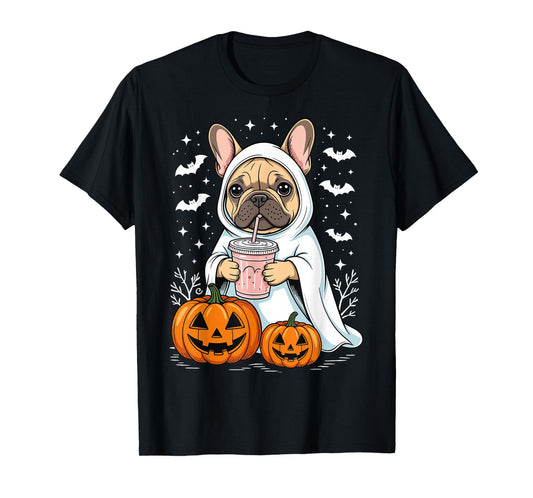 Cute Bulldog Ghost Halloween Pumpkin French Bulldog T-Shirt