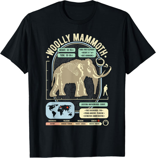 Dinosaur Facts - Woolly Mammoth Science & Anatomy Gift T-Shirt