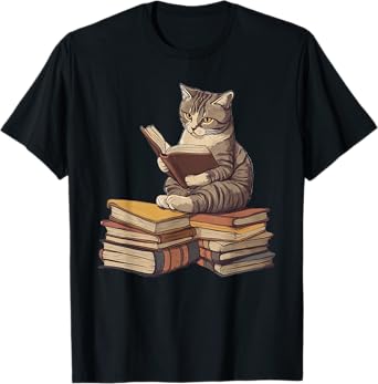 Reading Cat Funny Book Lover T-Shirt