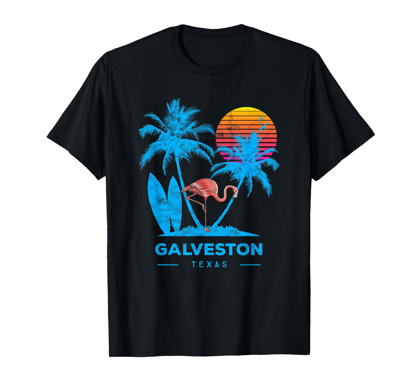 Galveston, Texas. Palm trees sunset T-Shirt