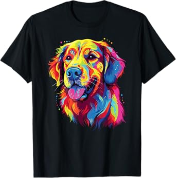 Watercolor Colorful Golden Retriever Dog T-Shirt