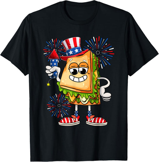 4th Of July Sandwich Proud Flag Fireworks Funny Food Lover T-Shirt