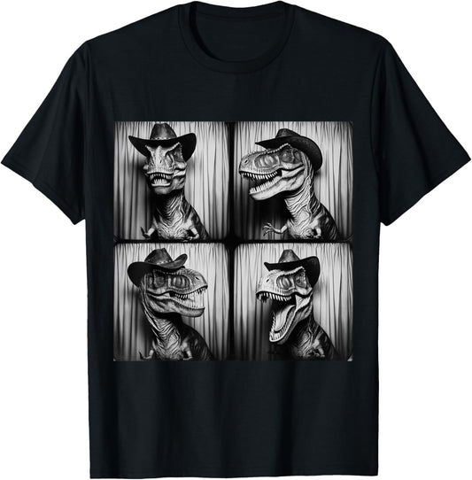 Trex In Cowboy Hat Dinosaur Dino Funny Western Photo Booth T-Shirt
